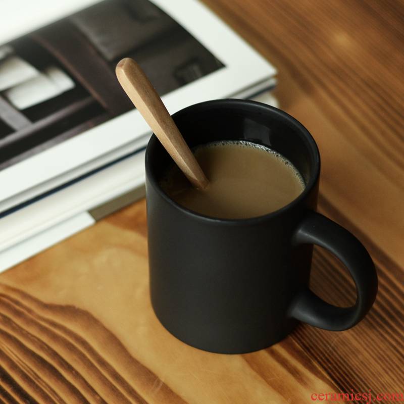 Coffee cup black frosted glass home mugs custom printed China cups ceramic northern wind ins