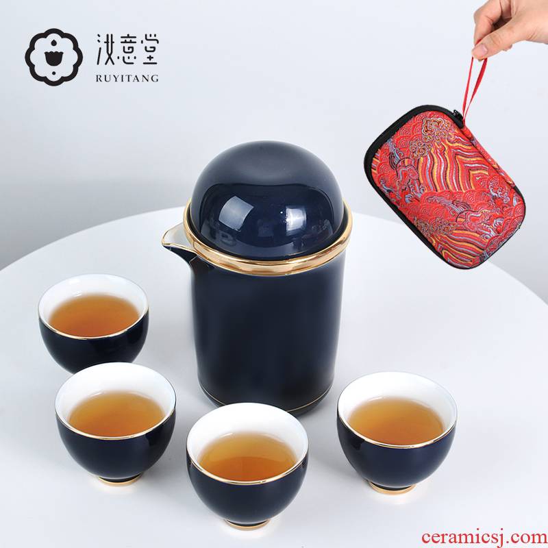 Ceramic crack a pot of Chinese contracted kungfu tea set fourth portable tea teapot Japanese trip