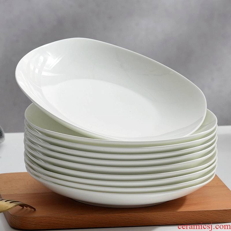 Pure white ipads China plate son quadrate dish dish home creative ceramic deep dish white porcelain tableware microwave dinner plate plate