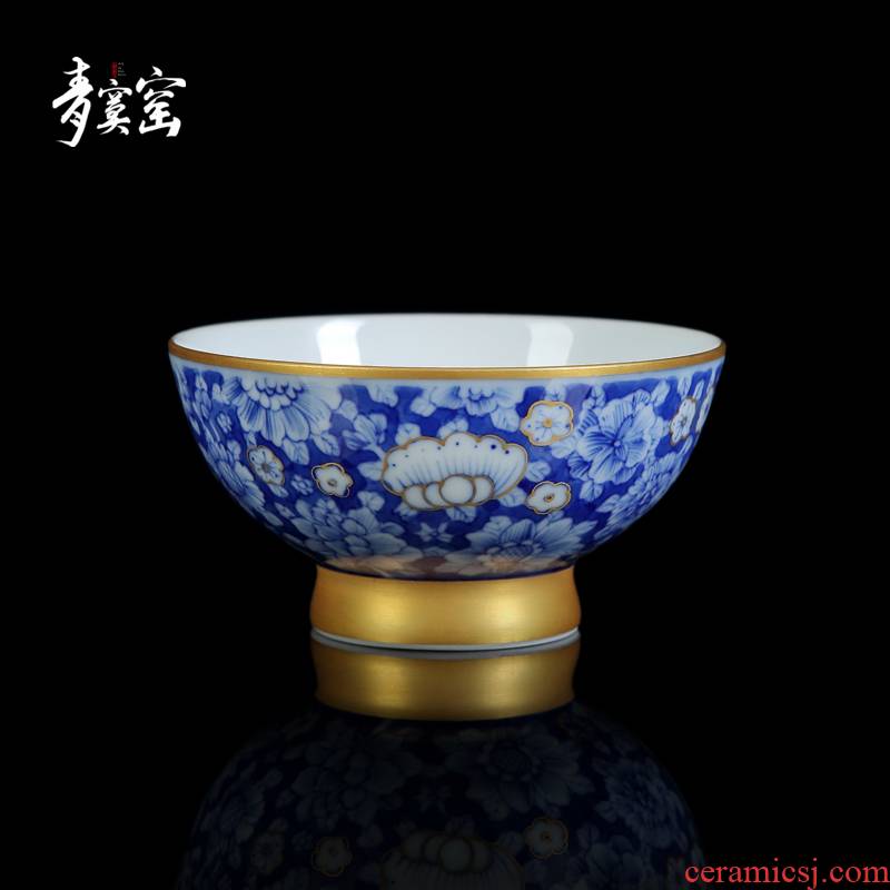 The see colour blue and white flowers single up with jingdezhen ceramic green was hand - made small tea cups of tea service men and women to restore ancient ways home
