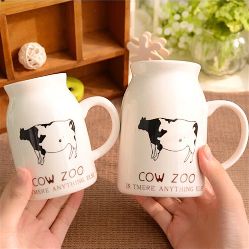 Ceramic cup milk cup Ceramic cup lid creative mugs lovers gift cup coffee milk for breakfast