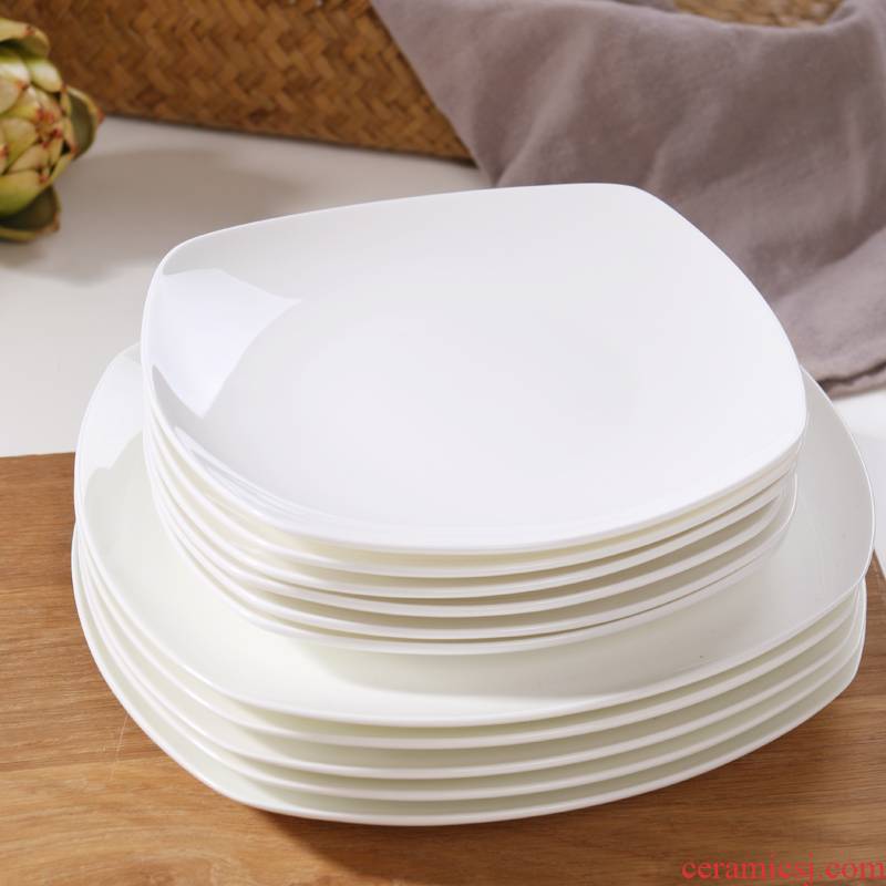 Jingdezhen dish dish dish suits for home cooking Japanese pure white ipads China square plate ceramic flat plate