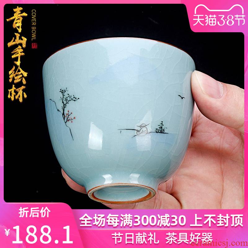 Your up teacups hand - made master cup single CPU on Your porcelain tea set the azure glaze pure manual kung fu tea sample tea cup