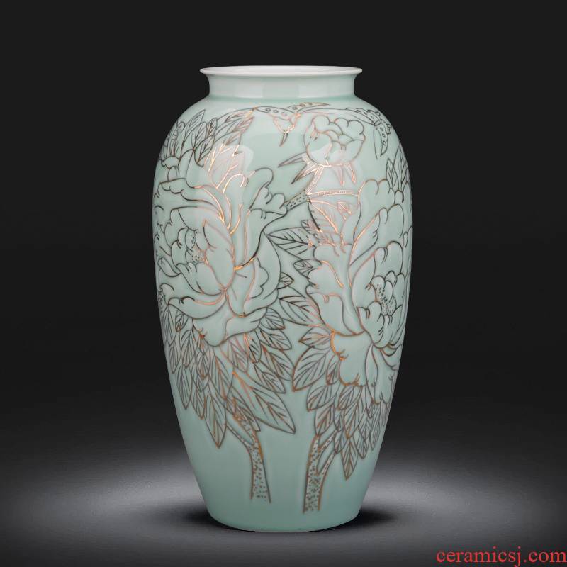 Hand the see colour blue glaze porcelain jingdezhen ceramics vase landed a large Chinese sitting room adornment is placed