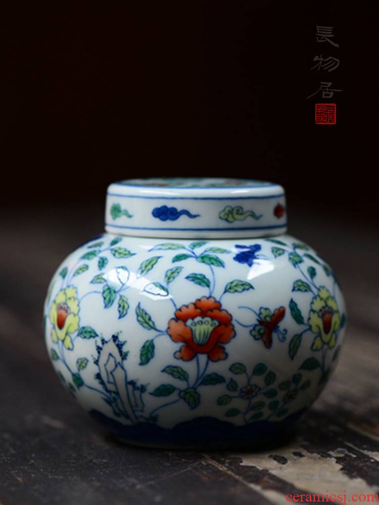 Offered home - cooked at flavour hand - made color bucket ganoderma lucidum trumpet jingdezhen ceramic tea caddy fixings storehouse checking porcelain tea set
