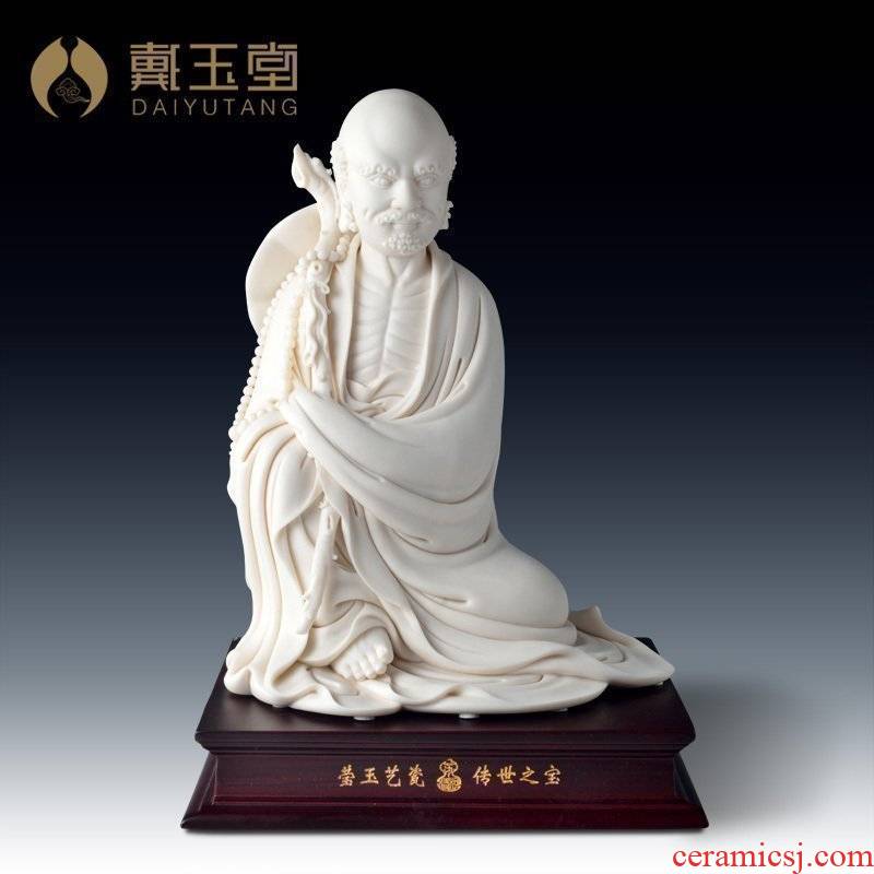 Yutang dai dehua white porcelain master Su Qinghe its art collection/sit dharma hand sign the orphan works