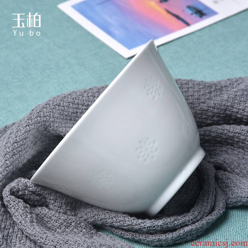 Pure white jade BaiLingLong bowl can be customized and exquisite LOGO jingdezhen ceramic 4.5 inch small bowl be spring