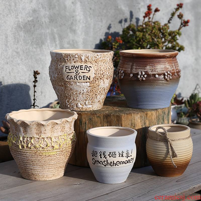 European large fleshy plant POTS coarse pottery breathable contracted individuality creative fleshy flowerpot ceramics of large diameter
