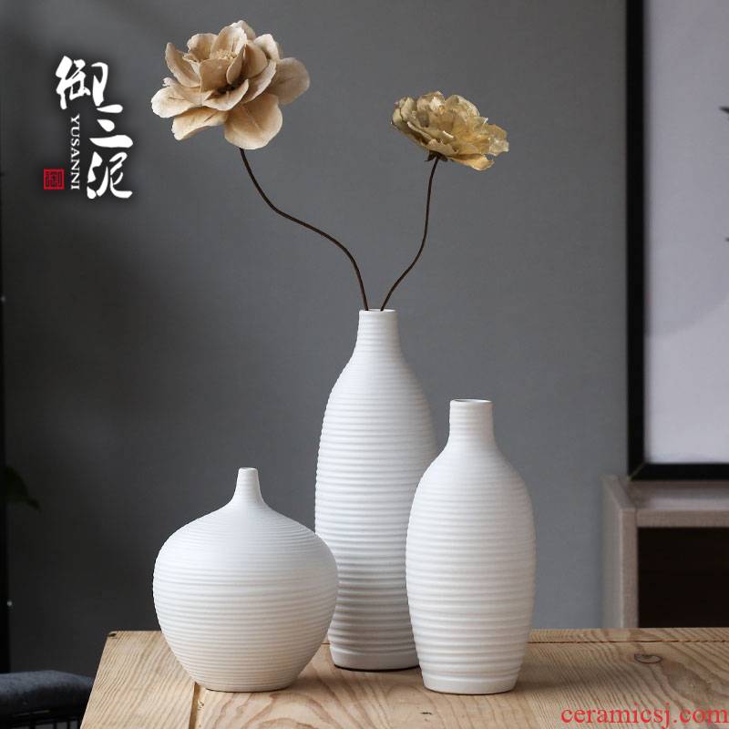 Coarse pottery white porcelain dried flower vase contracted and I the white flower arrangement home sitting room adornment ceramics furnishing articles