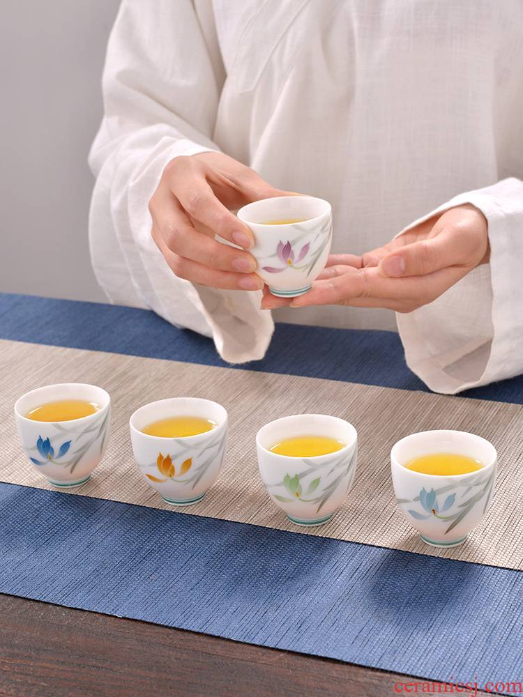 Thousand red up hand - made kung fu master sample tea cup ceramic cups cup personal cup single cup white porcelain bowl liling porcelain