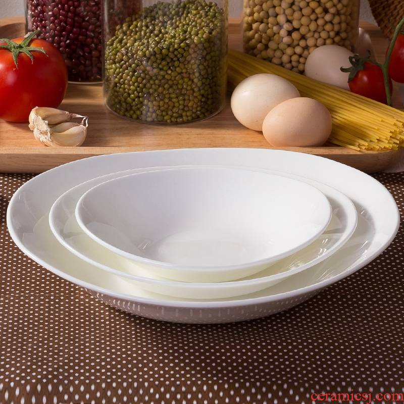 Jingdezhen pure white Japanese household ipads porcelain ceramic creative soup plate deep dish plate elliptical plate steamed fish dish