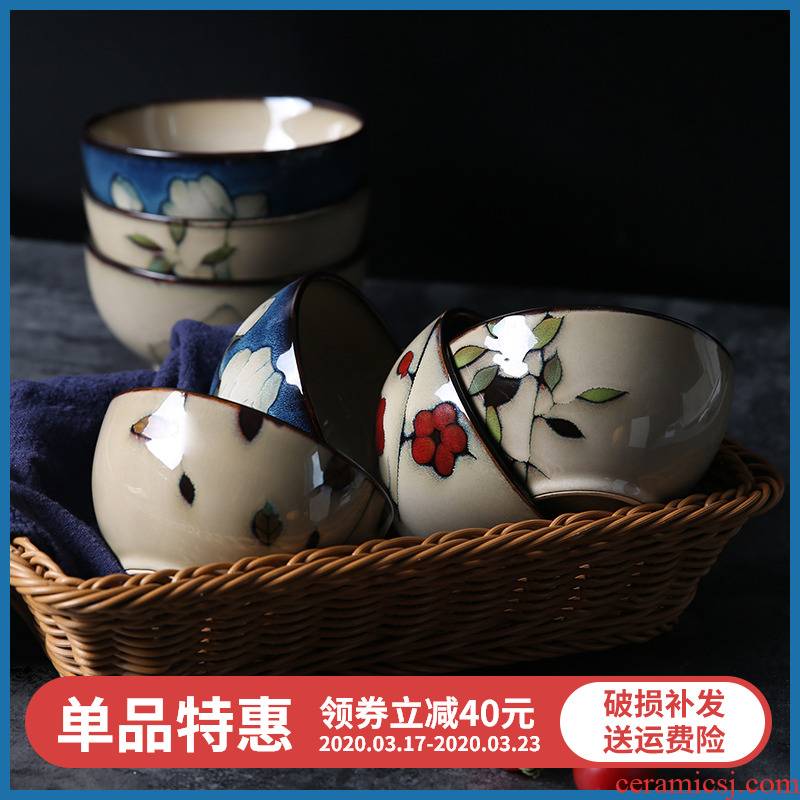Yuquan household ceramics tableware eat rice bowl rice bowls a single large hand - made Korean creative rainbow such as bowl soup bowl dish bowl