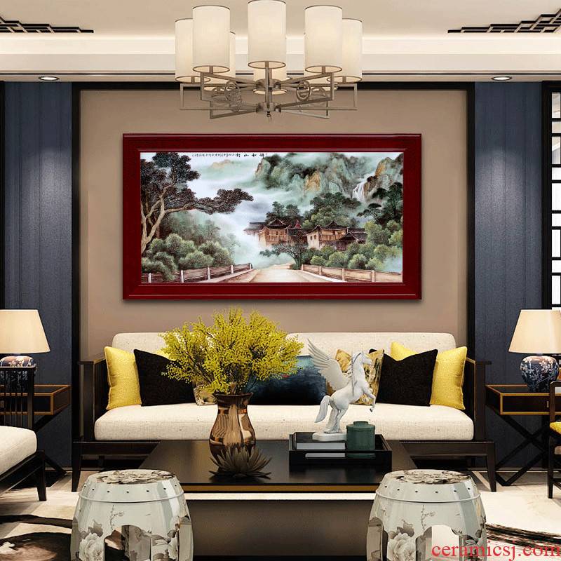 Jingdezhen ceramic hand - made famille rose porcelain plate painting murals sofa background wall of the sitting room adornment picture of modern Chinese style hang a picture