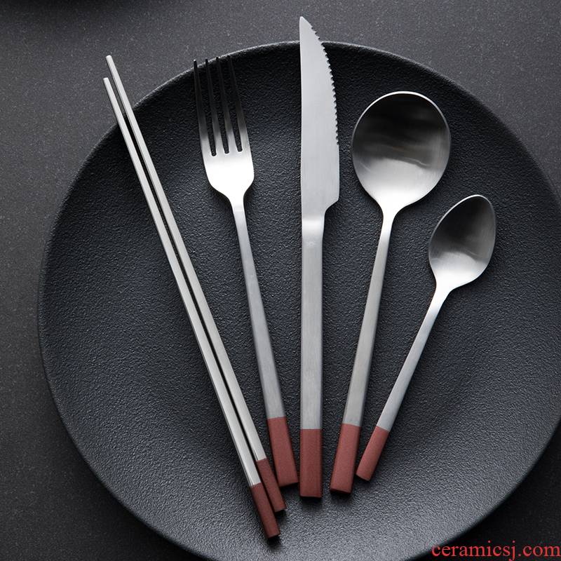 TaoDian creative household stainless steel long sweet coffee spoon handle hot western main meal steak knife and fork spoon set