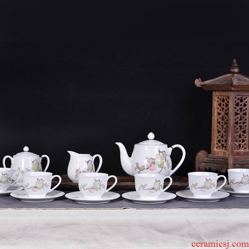 Thousands of red up liling porcelain tea coffee set 15 head arhat tea gift gift porcelain at home