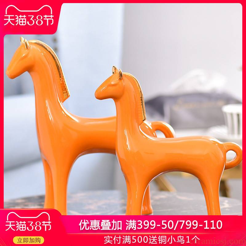Light European - style key-2 luxury ceramic horse furnishing articles sitting room furniture upholstery creative TV ark, wine crafts