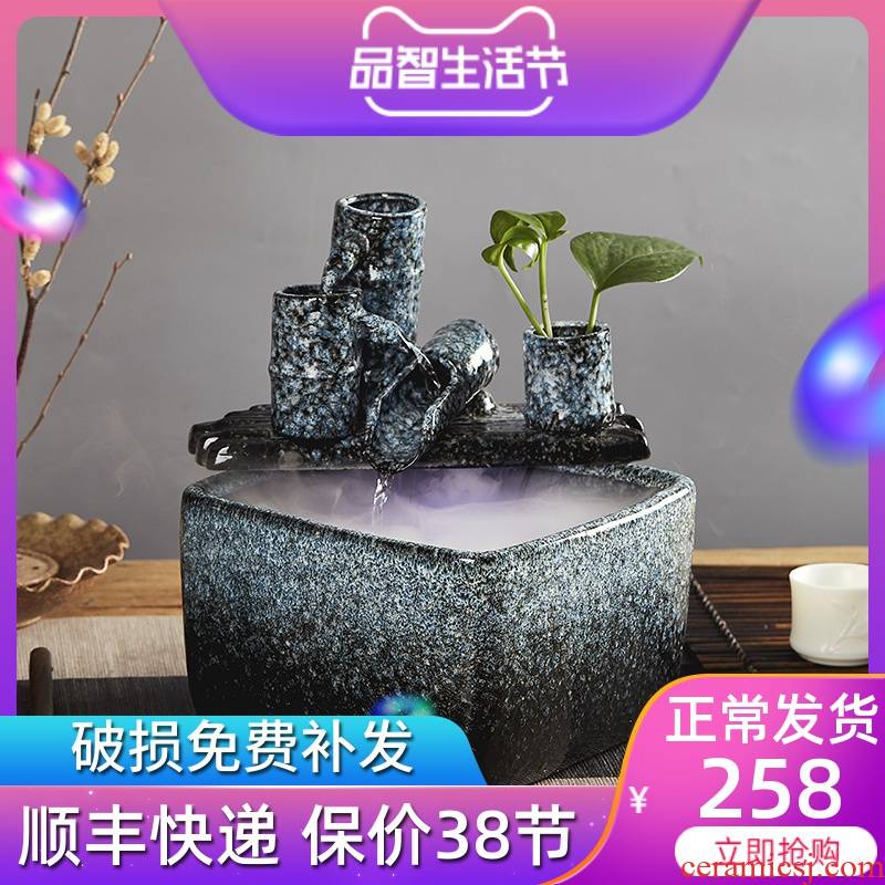 Ceramic water furnishing articles sitting room lucky bamboo creative office desktop furnishing articles at peace and feng shui wheel humidifier