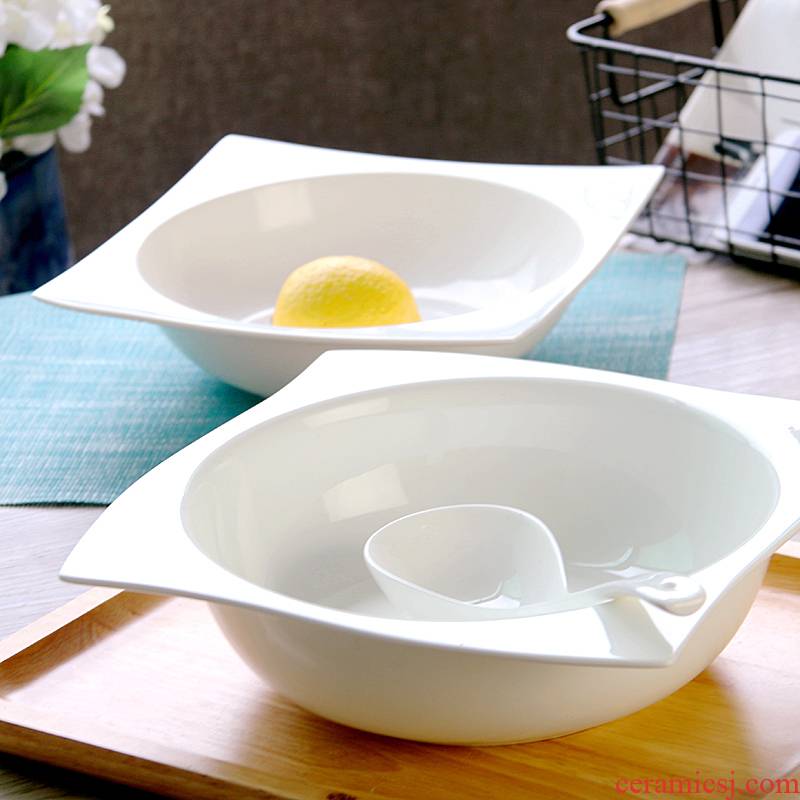 Pure white ceramic bowl rainbow such as bowl bowl for jobs large creative move bowls of soup basin bowl household salad bowl