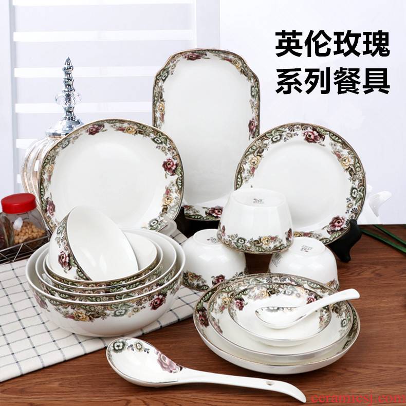 People 's livelihood industry English rose bowl dish classic up phnom penh tableware tableware FanPan soup plate dish bowl of soup bowl rainbow such use
