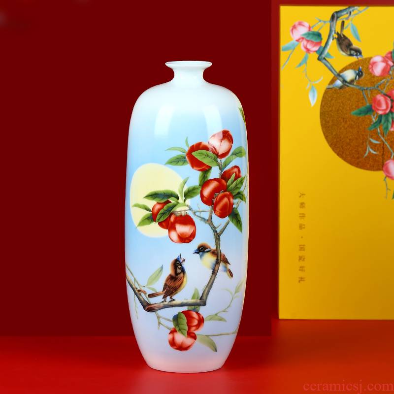 Jingdezhen ceramics persimmon persimmon ruyi pastel floret bottle home sitting room TV ark, handicraft furnishing articles arranging flowers