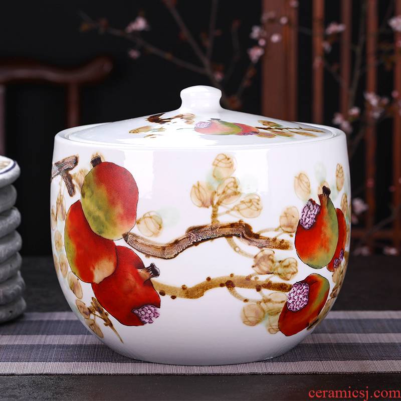 Jingdezhen ceramic pot pu 'er tea large storage tanks seven tea cake moisture bulk tanks