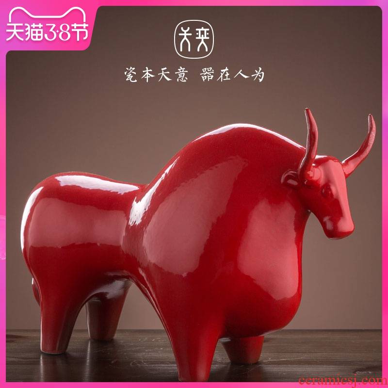 The mayor of cattle red yi ceramics jingdezhen day furnishing articles home porch desk its handicraft ornament
