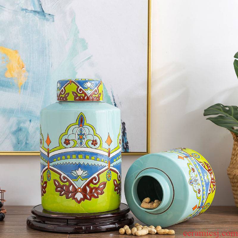 Jingdezhen ceramic storage tank moistureproof pot home sitting room porch decoration decoration wine ou with cover POTS