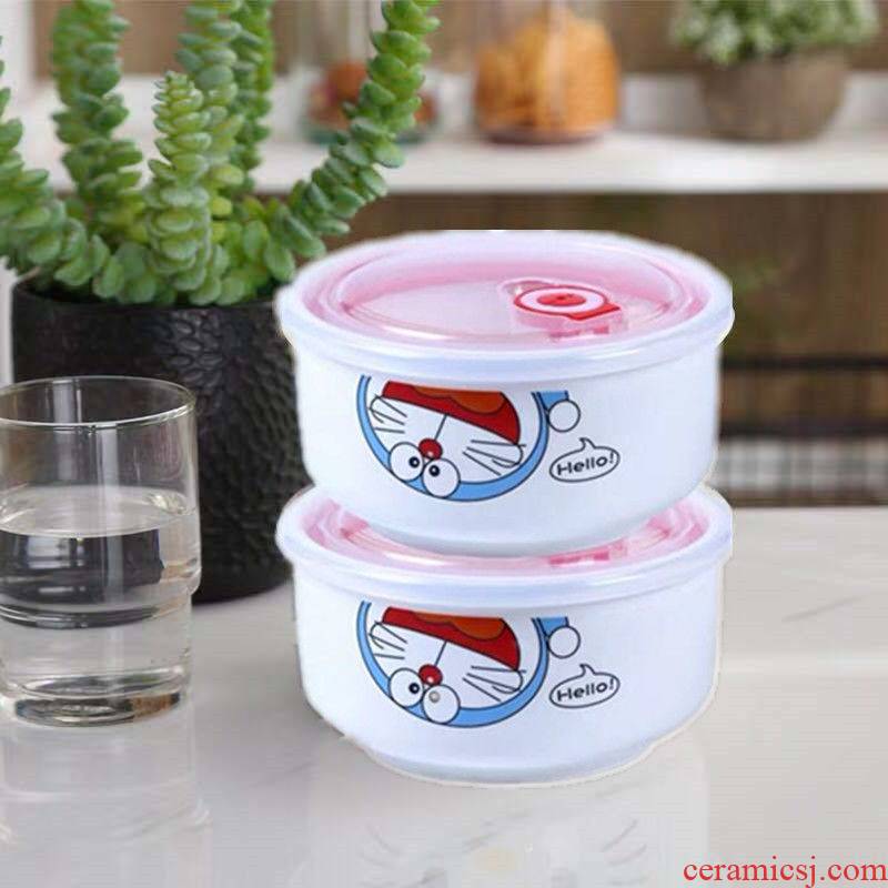Ceramic preservation bowl with cover medium sealed storage box eat bowl to use microwave oven heat preservation bags available lunch box