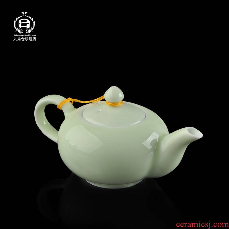 DH jingdezhen ceramic teapot celadon teapot pea green glaze kung fu home the single pot of tea sets accessories side