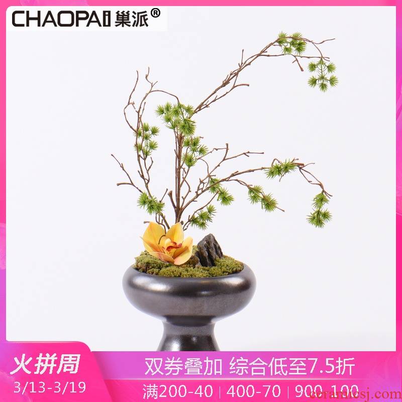 Creative Chinese contracted simulation flower art potted place postmodern sitting room tea table decoration miniascape of ceramic arts and crafts