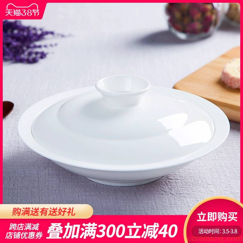 Jingdezhen white soup plate deep dribbling cover plate household ipads porcelain table pure white porcelain dish dish 8 inch combiner