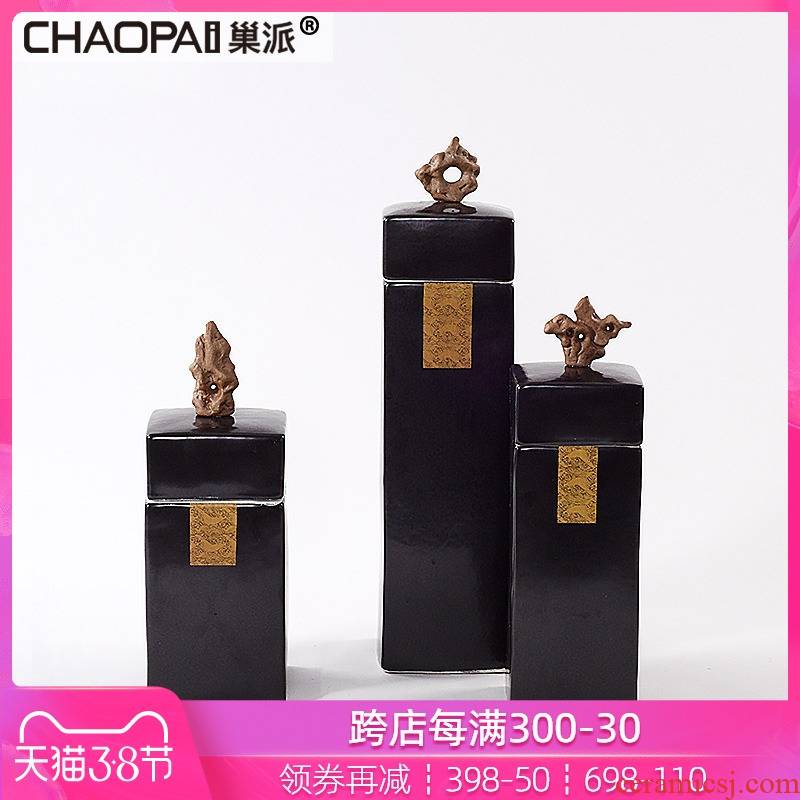 I and contracted square ceramic pot furnishing articles of Chinese style bar decoration light key-2 luxury daily hotel sells porch decoration