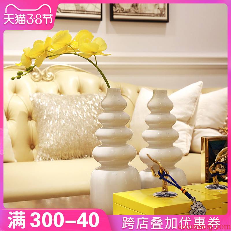 New Chinese style household living room table vase furnishing articles white ceramic Nordic creative flower adornment desktop decoration