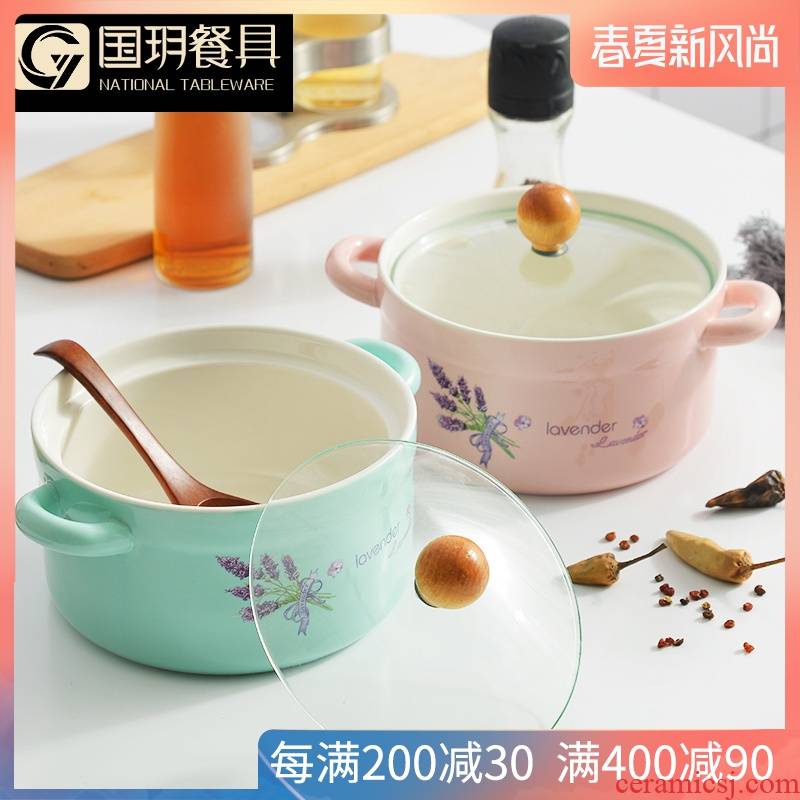 Japanese large mercifully rainbow such as bowl with cover student dormitory creative li riceses leave easy cleaning ears ceramic terms rainbow such use