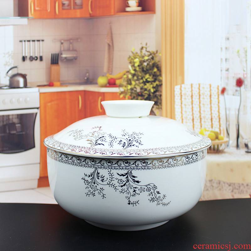 Swan lake, people 's livelihood industry 8.25 inch product pan large soup bowl soup bowl filled with gold and silver tureen trim soup bowl with a cover on it