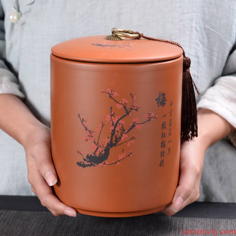 Violet arenaceous caddy fixings ceramic POTS large pu 'er travel tea caddy fixings portable mini storage sealed as cans of household