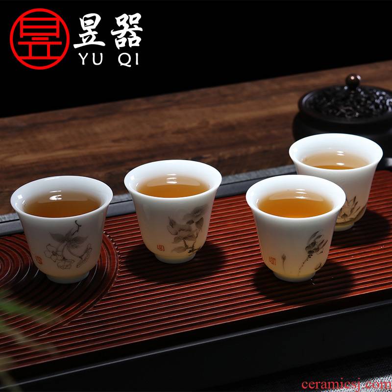 Yu ware jingdezhen ceramic does hand - made master cup sample tea cup cup suit kung fu tea set white porcelain cup