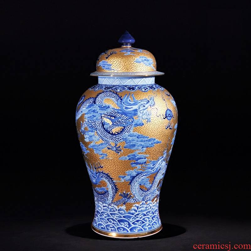 Jingdezhen ceramics high - end antique hand - made with jinlong general pot vase sitting room adornment TV ark, furnishing articles