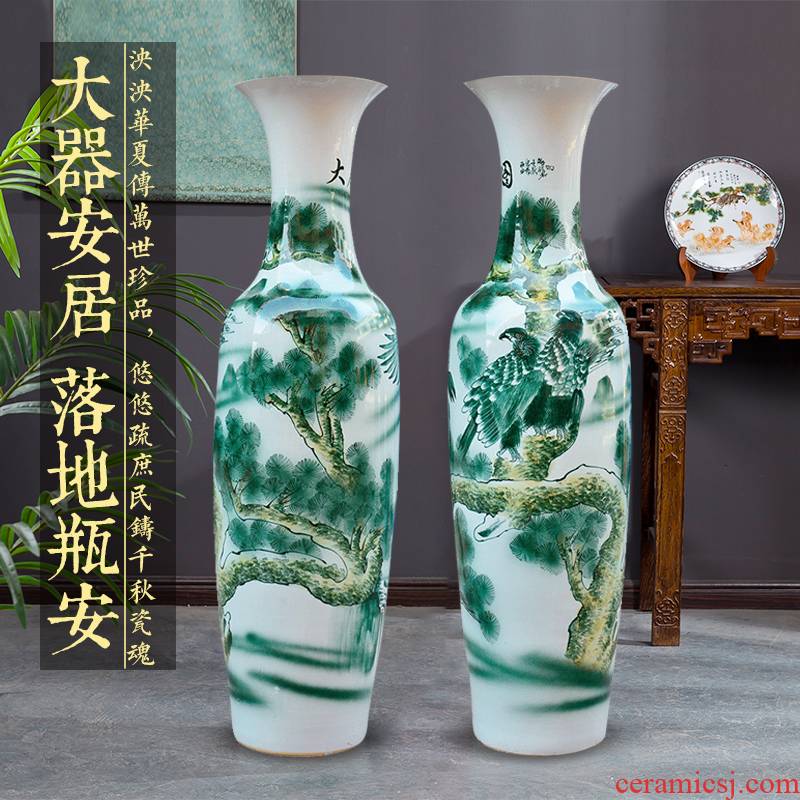 Chinese style of large vase of blue and white porcelain of jingdezhen ceramics hotel opening gifts sitting room adornment is placed