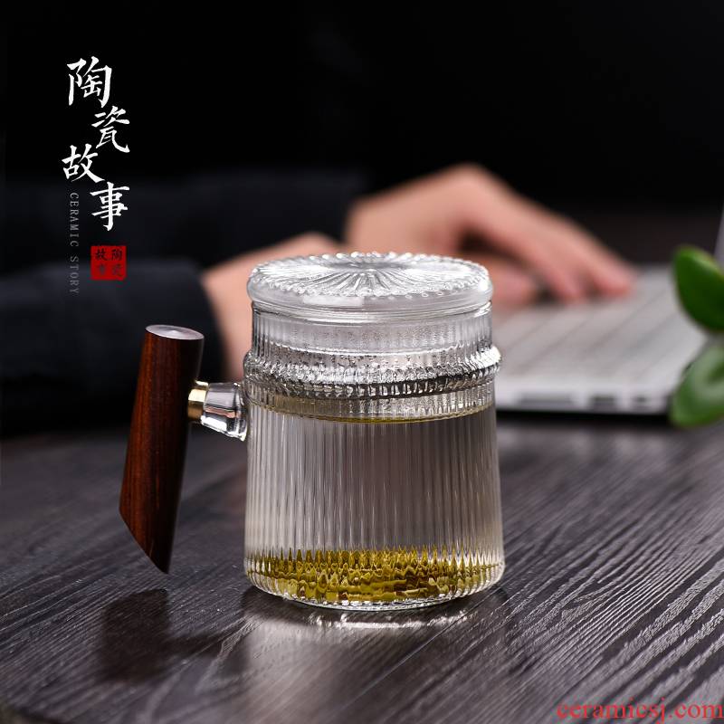 Ceramic story glass tea cups separation of office tea cup home carry the crescent filtering cup