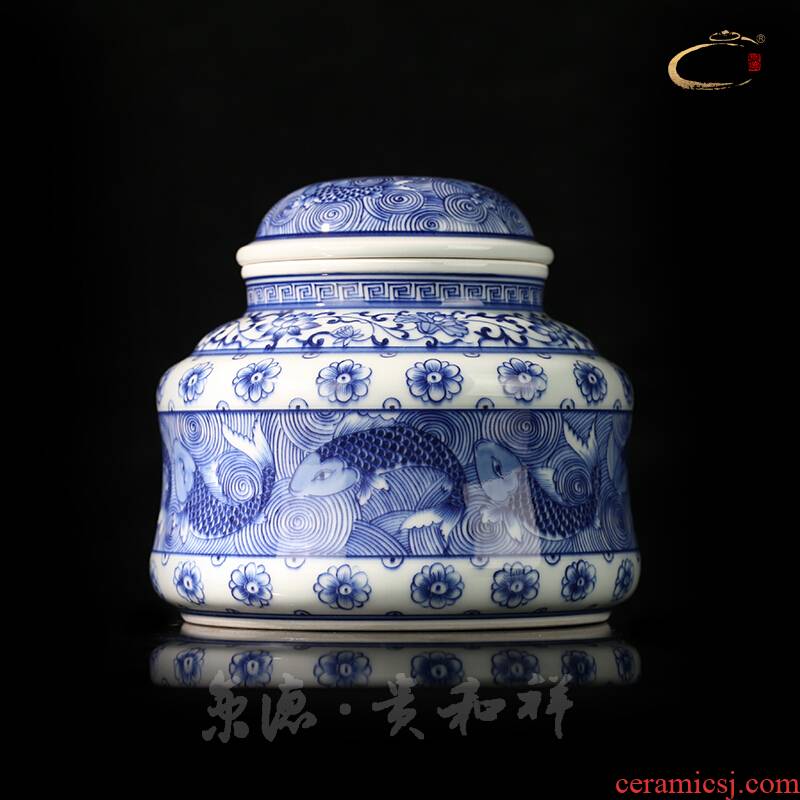 And auspicious caddy fixings jingdezhen porcelain storage POTS of household business gifts ceramic POTS blue ocean fish tank