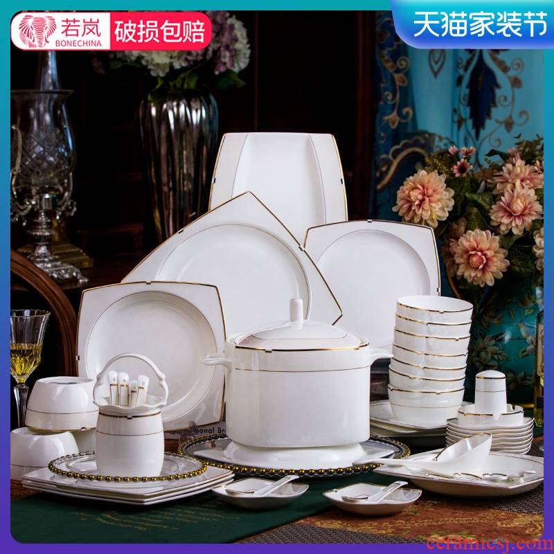 Tangshan ipads porcelain tableware suit see European contracted and I household ceramic dishes dishes manual gift gift box