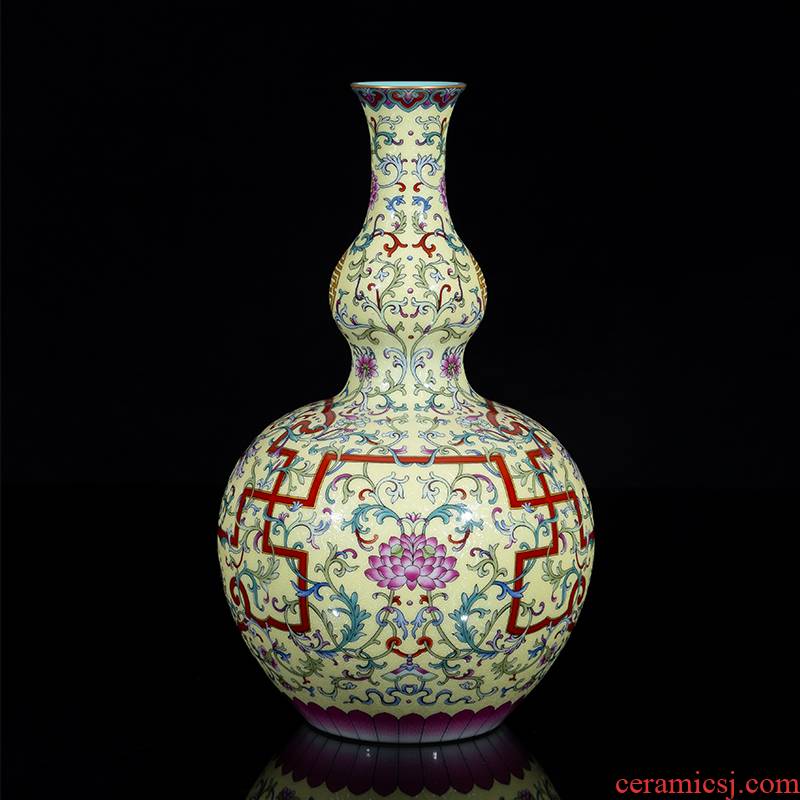 Jia lage jingdezhen hand - made porcelain YangShiQi up royal porcelain enamel Wan Shoulian gourd bottle