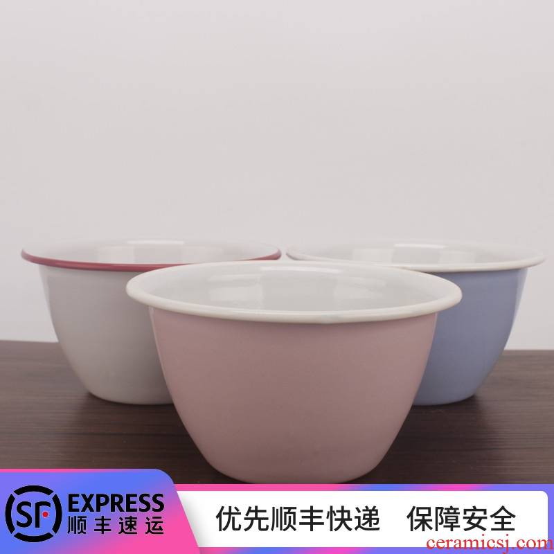 16-20 candy color exposure household enamel salad bowl soup bowl kitchen basin thick egg flour