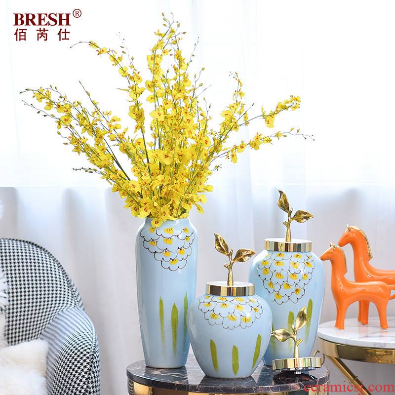 Light key-2 luxury ceramic vase copper flower arrangement suits for storage tank ou deserve to act the role of furnishing articles, the sitting room porch home decoration furnishing articles