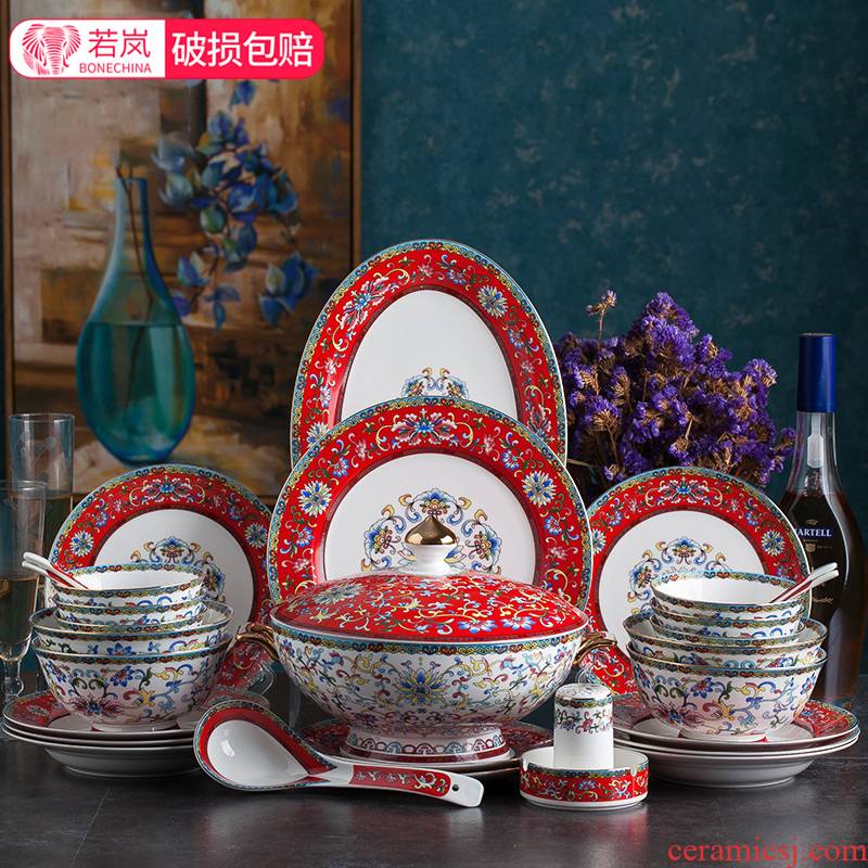 If the haze of tangshan ipads China 82 colored enamel tableware suit court seder ceramic dishes consists of a gift