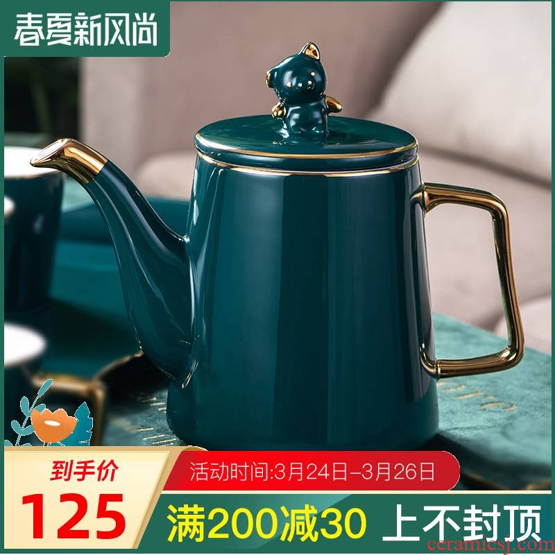 Ceramic teapot tea kettle flower pot single pot of domestic large large - capacity cold cold boiled water jug kettle suits for