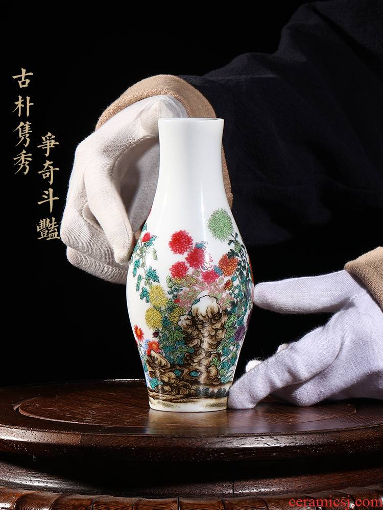 Jia lage YangShiQi hand - made qiu ju enamel olive bottle of indoor porch desk China vase
