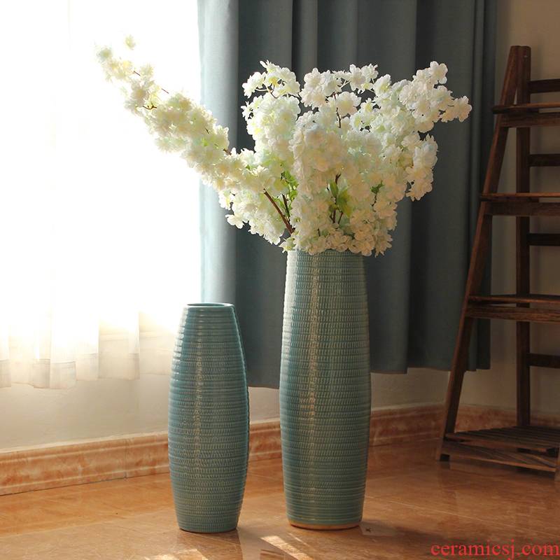 Jingdezhen ceramics I and contracted American European style living room floor sky blue vase decoration furnishing articles