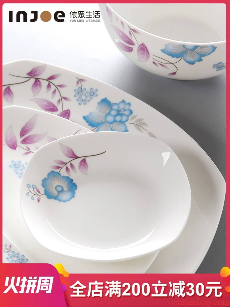 "According to the ipads China tableware dish household jobs western food steak dishes dishes chopsticks rainbow such use household ceramic bowl